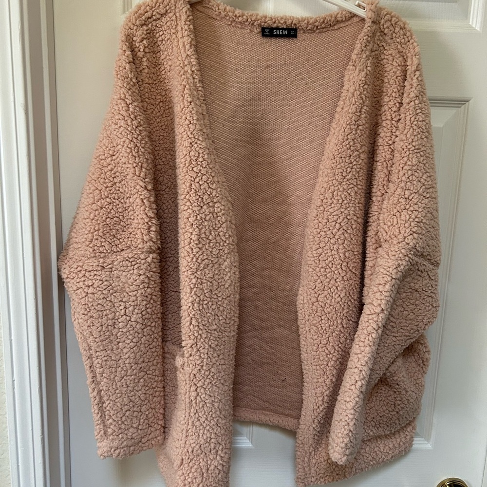 SHEIN Blush Textured Knit Cardigan